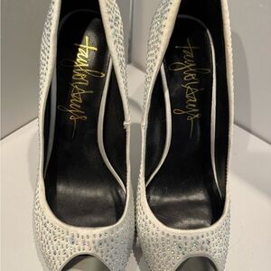 Taylor Says White Rhinestone Women's Heels, 5 inch